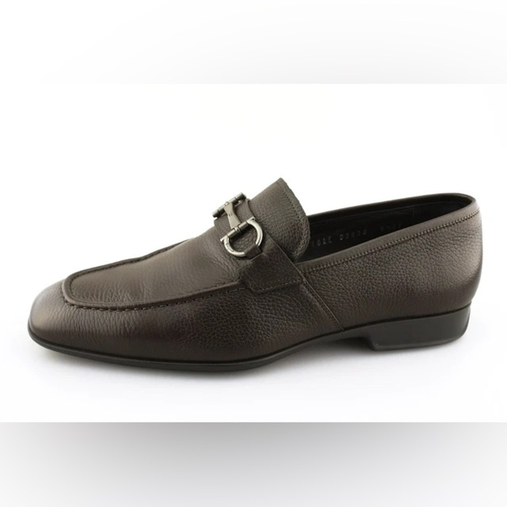 Men's SALVATORE FERRAGAMO 'Pompei' Hickory Calf Leather Loafers Size US 7.5 - D - Picture 2 of 9
